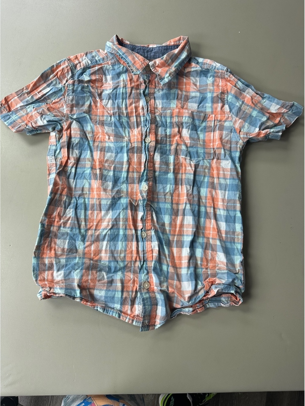 Oshkosh B'gosh Boys' Short Sleeve Plaid Shirt Size 14